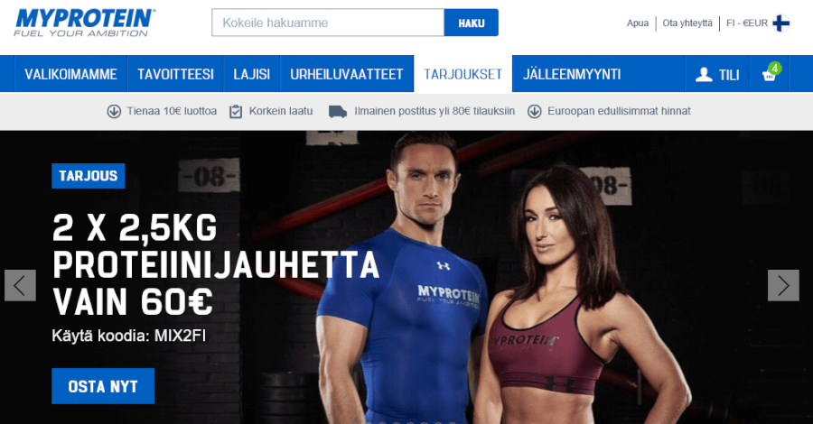 Tarjouksia heti etusivulta