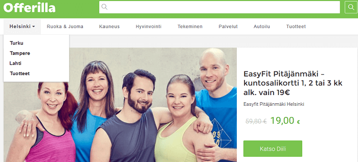 Valitse valikosta kaupunki tai tuotekauppa