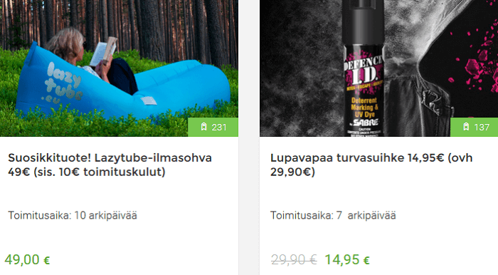 Suosittuja tuotteita edullisesti