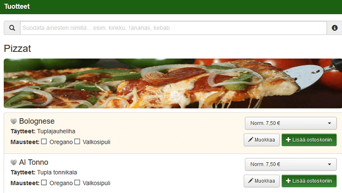 Muokkaa halutessasi annosta foodorassa