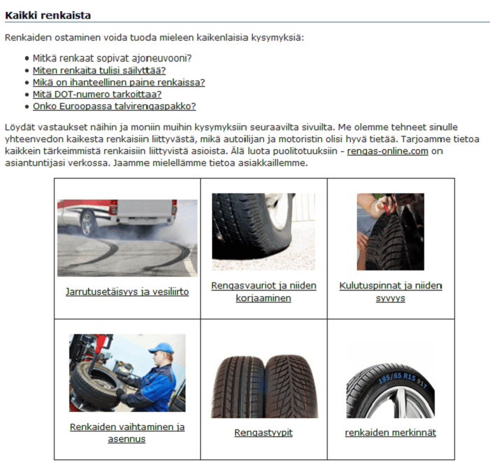 rengasonline.com vinkit neuvot ohjeet