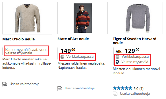 Tarkasta tuotteen saatavuus verkosta/myymälästä