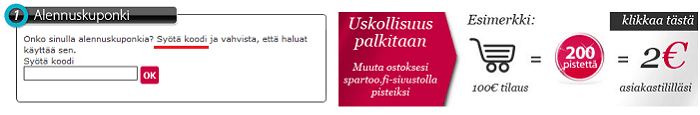 Syötä alennuskoodi kassalla