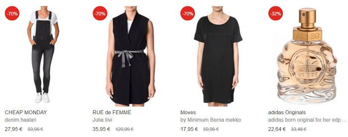 Vaatteita alennetuin hinnoin