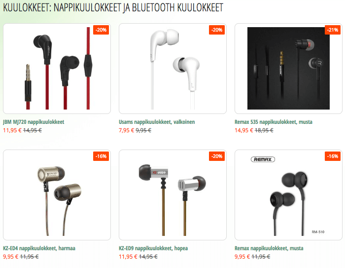 Valikoimasta löytyy myös kuulokkeita