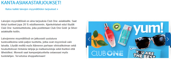 Etuja ja tarjouksia Club One -jäsenille
