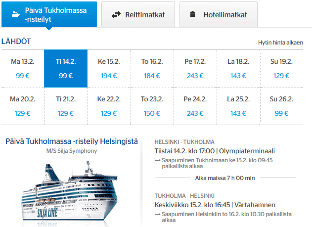 Valitse mieleinen meno- ja paluumatka.