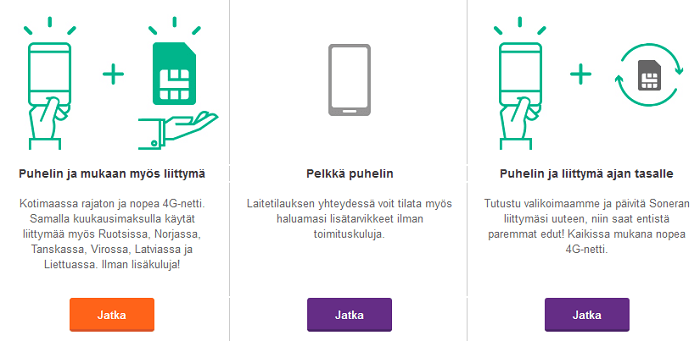 Osta laite liittymällä tai ilman