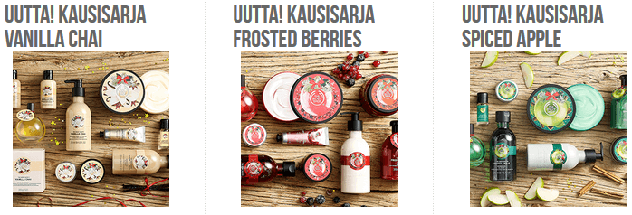 Herkullisen tuoksuvia tuotesarjoja ihonhoitoon