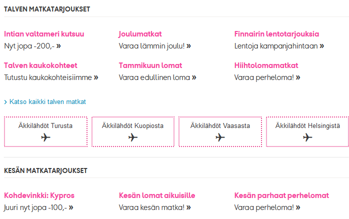Tsekkaa ja hyödynnä tarjousmatkat!