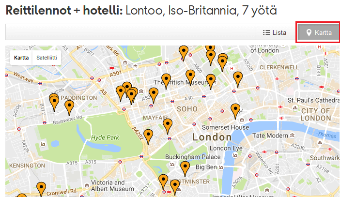Siirrä hotellivaihtoehdot kartalle.