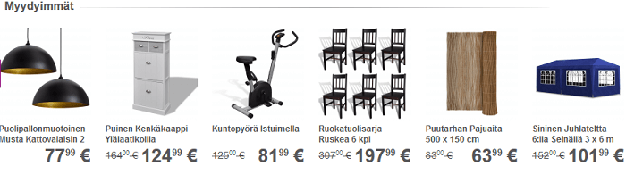 Ostetuimmat tuotteet eri kategorioista