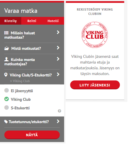 Täytä matkasi tiedot varauslomakkeelle.