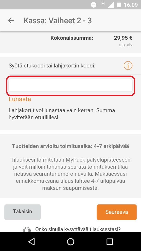 kuponki käyttäminen sovellus zalando.fi