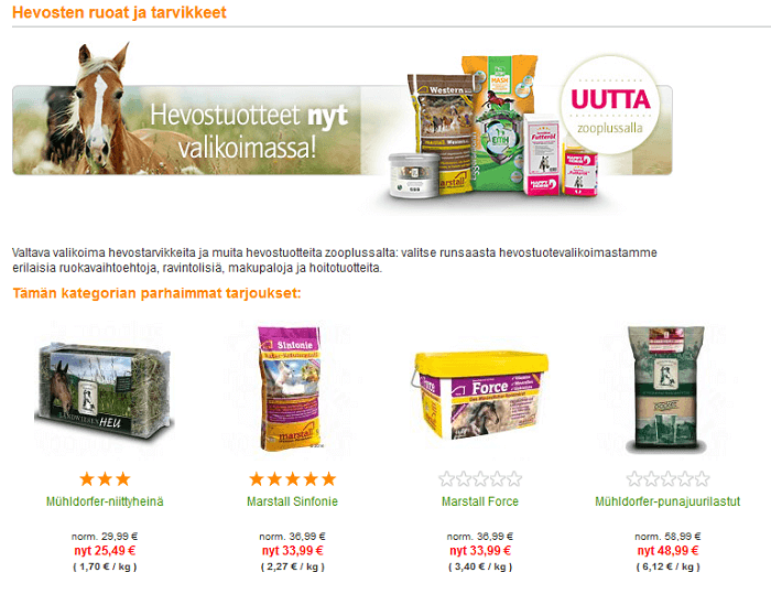 zooplus hevostuotteita tarjoukset etukoodi kuponki