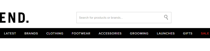 Categories at End Clothing