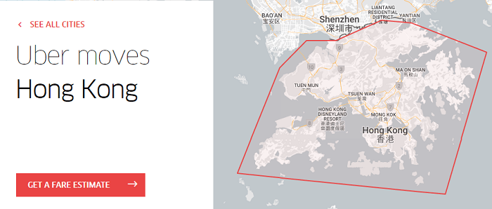 Uber services in HK Uber in Hong Kong