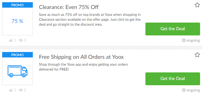 Amazing offers at Yoox Special Yoox deals