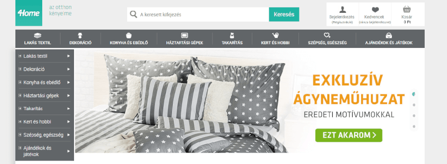 A 4home shop kategóriái
