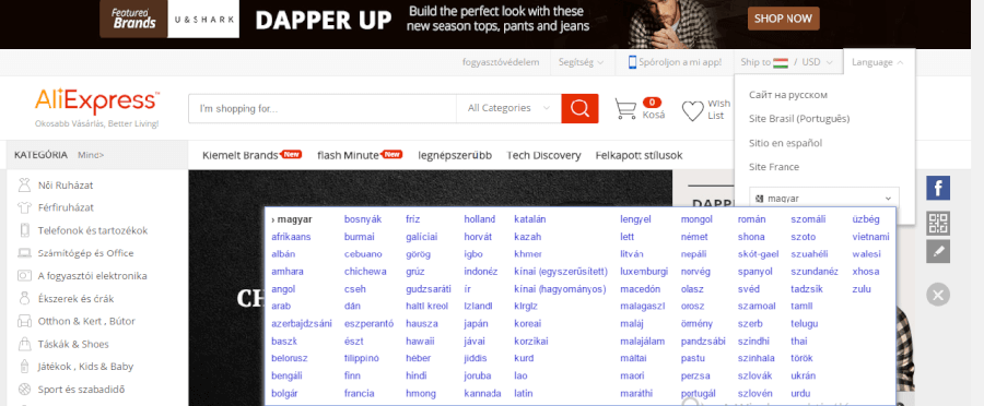 nyelvek aliexpress nyelvek