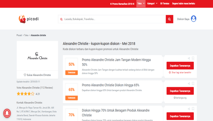 Gunakan kupon diskon Alexandre Christie dari Picodi