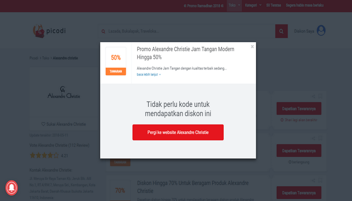 Cari Kode Diskon Alexandre Christie di Picodi