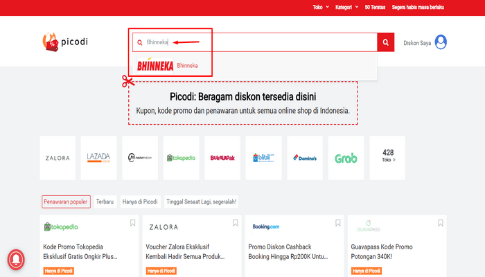 Mencari kode diskon Bhinneka di Picodi