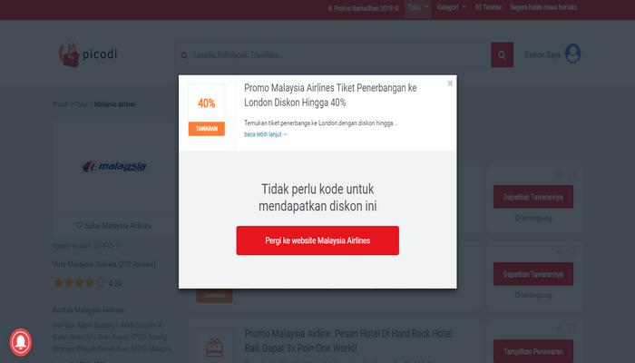 Gunakan kode promo diskon Malaysia Airlines dari Picodi
