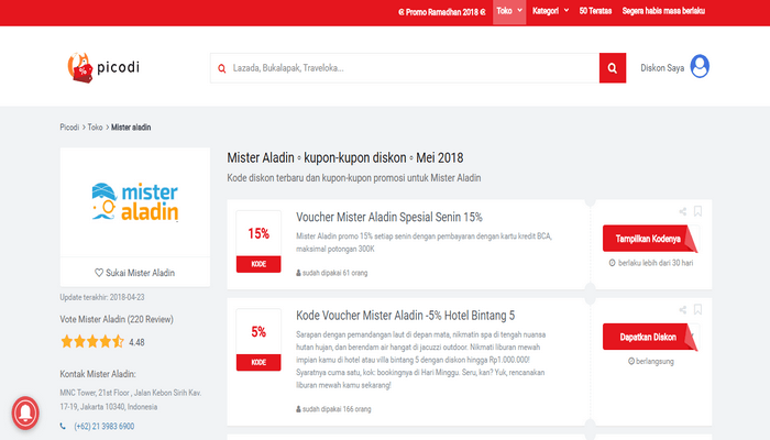 Cari Kode Diskon Mister Aladin di Picodi