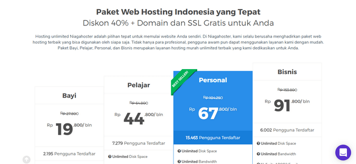 Paket hosting NIAGA HOSTER