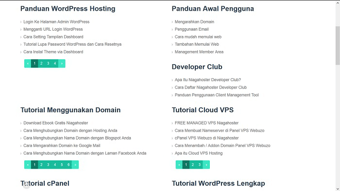 Fitur informasi pengetahuan dasar layanan NIAGA HOSTER