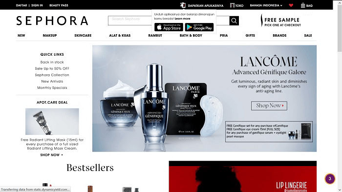 Situs resmi SEPHORA www.sephora.co.id