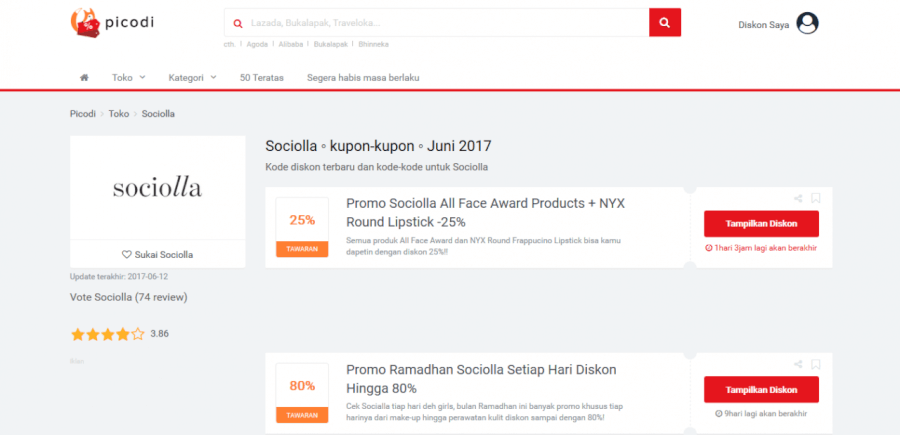 Promo, Kupon, Voucher, Kode Diskon Sociolla