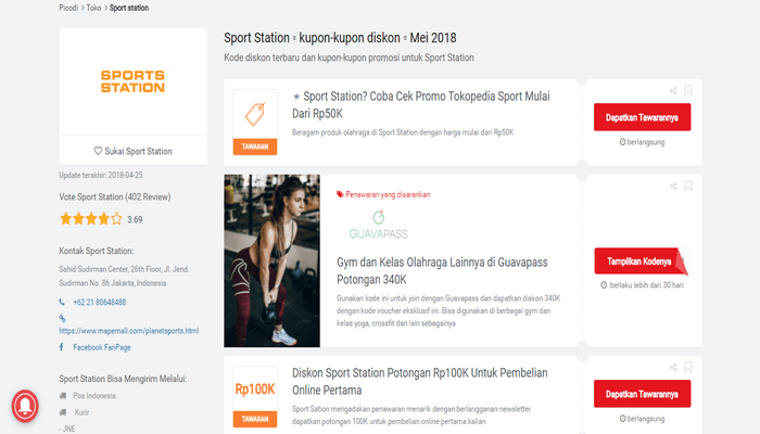 Tawaran promo dan kode diskon Sports Station di Picodi