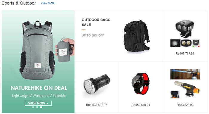 Sports items available in the store