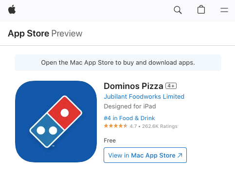 Dominos mobile apps ratings