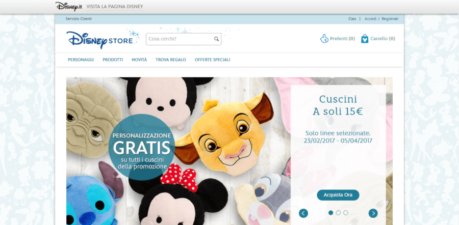 homepage di disneystore