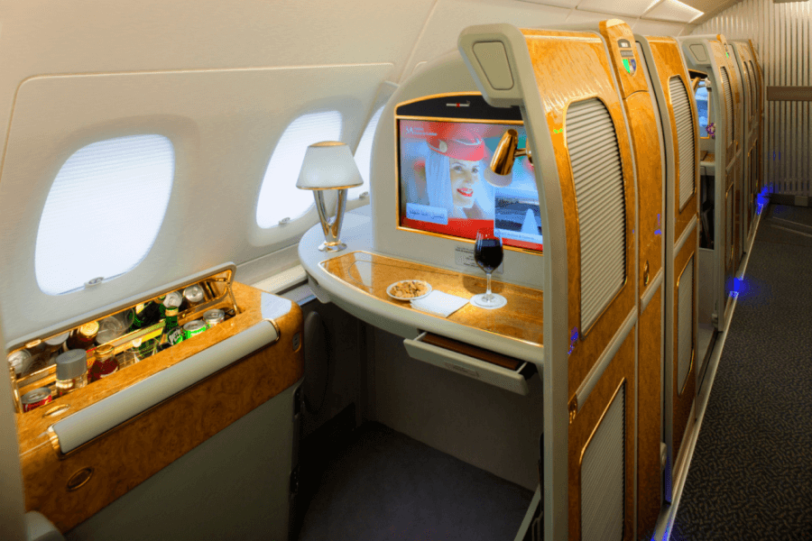 prima classe su un volo emirates