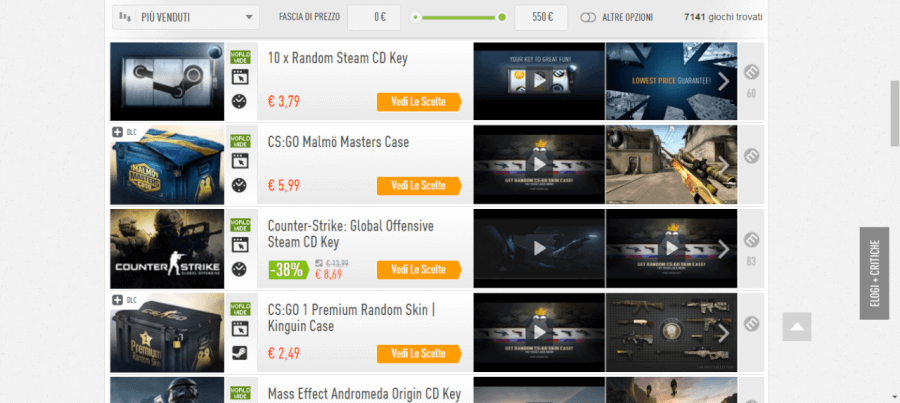 schermata di acquisto