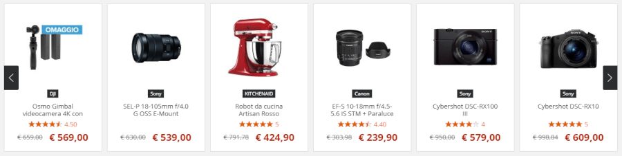 alcuni articoli dal catalogo