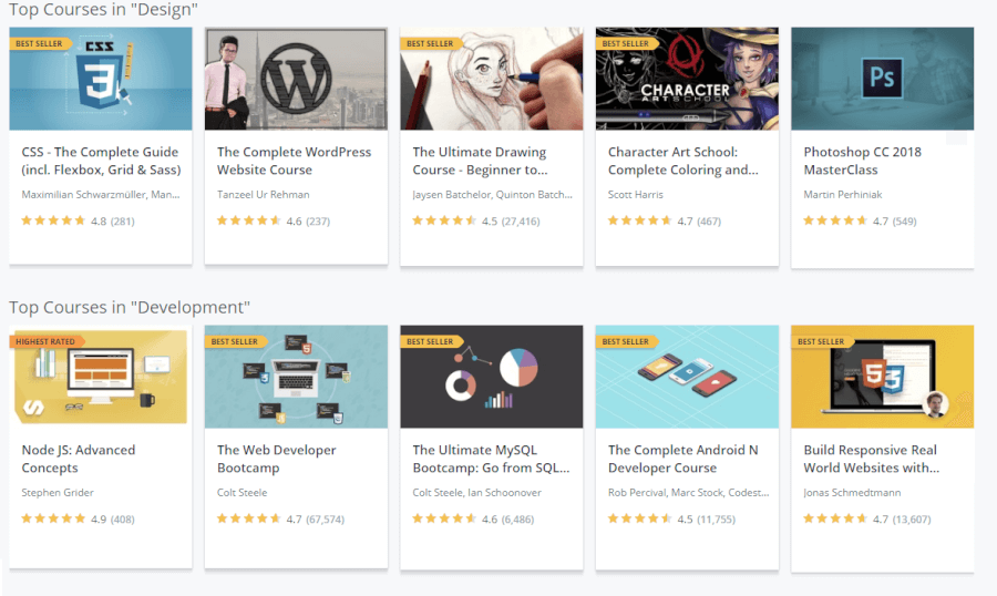 alcuni dei corsi disponibili