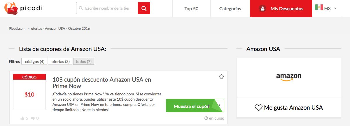 10 de descuento en amazon