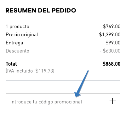 Dónde ingresar el código promocional Adidas en la página web