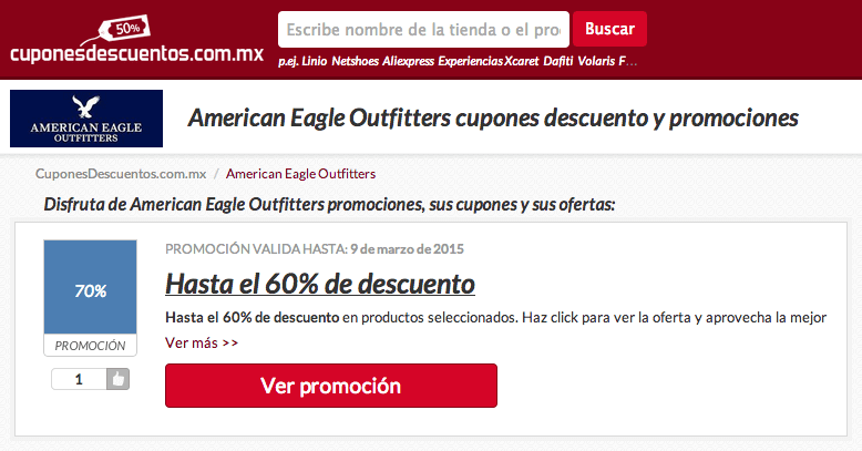 Cupones descuentos, ofertas y promociones en el portal descuentos american eagle outfitters