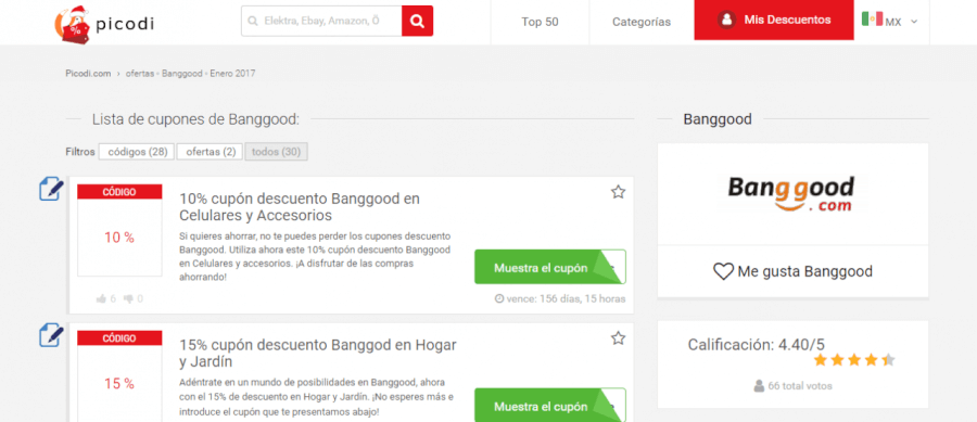 cupones descuento Banggood