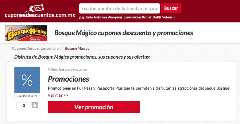 Cupones descuento y oferta de promociones del parque Bosque Magico