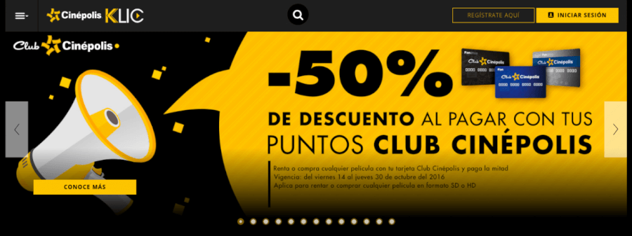 pagina home de cinepolis klic