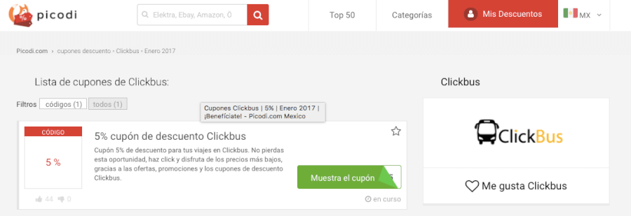 cupones descuento Clickbus