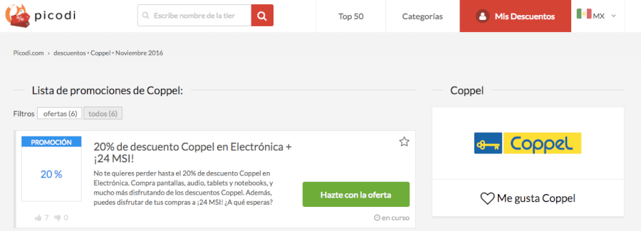 descuentos y promociones Coppel en Picodi