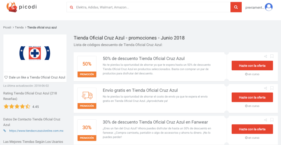 Tienda Oficial Cruz Azul cupones